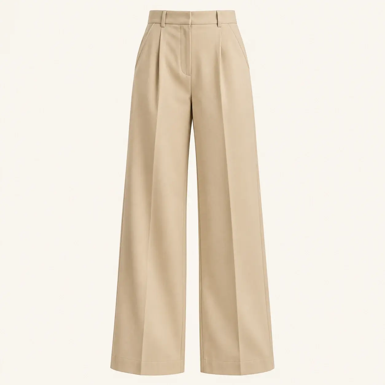 Pantalon large plissé taille haute