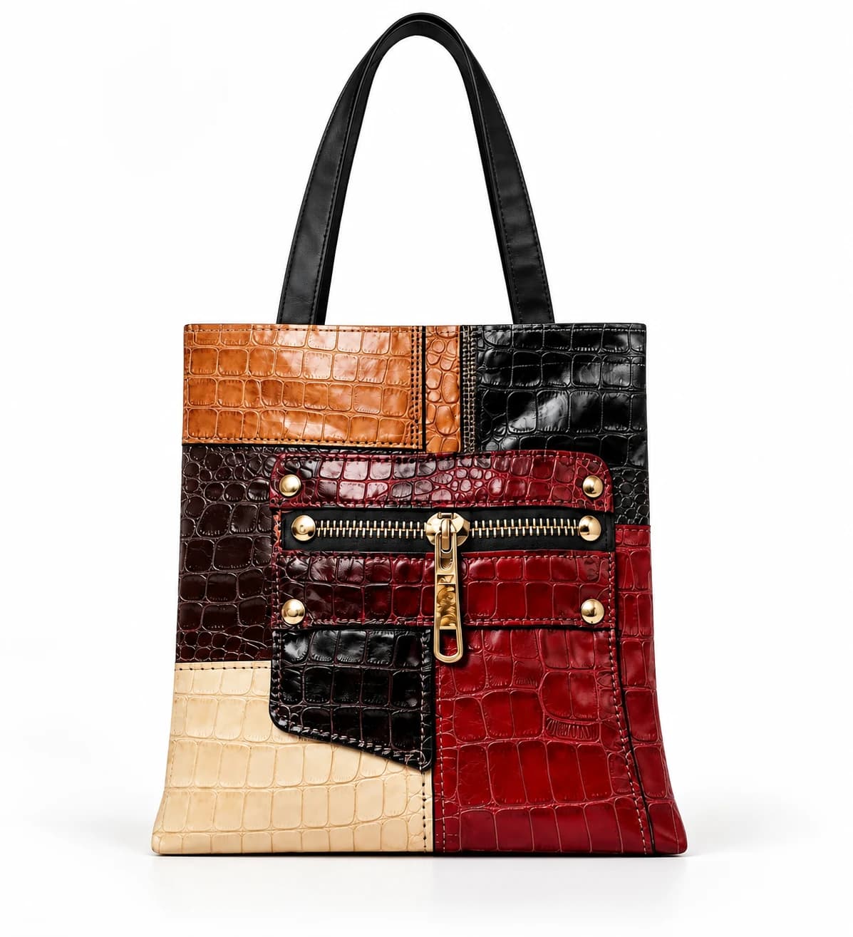 Sac color-block effet crocodile