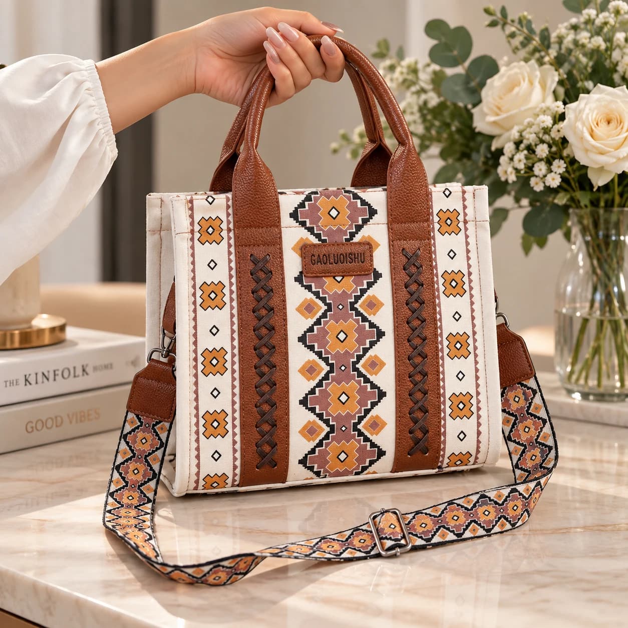 Sac bandoulière bohème en cuir PU