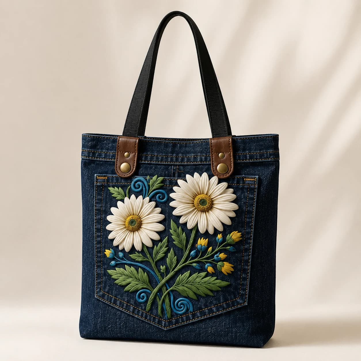Sac fourre-tout floral bleu